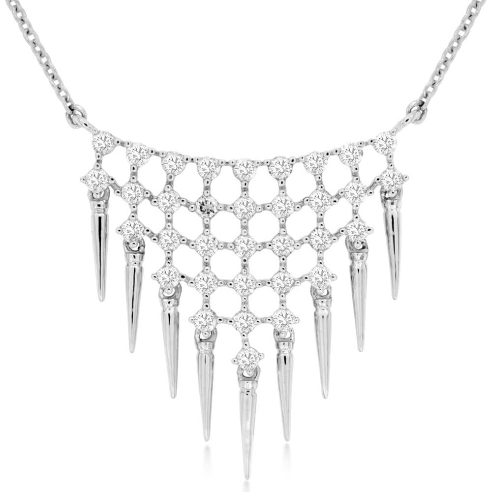 Royal 14K White Gold Diamond Necklace with Cascading Pointed Design - 0.50 Carats Total Diamond Weight