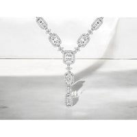 Royal 14K White Gold Diamond Necklace with Emerald-Cut and Baguette Diamonds - 2.12 Carats Total Diamond Weight