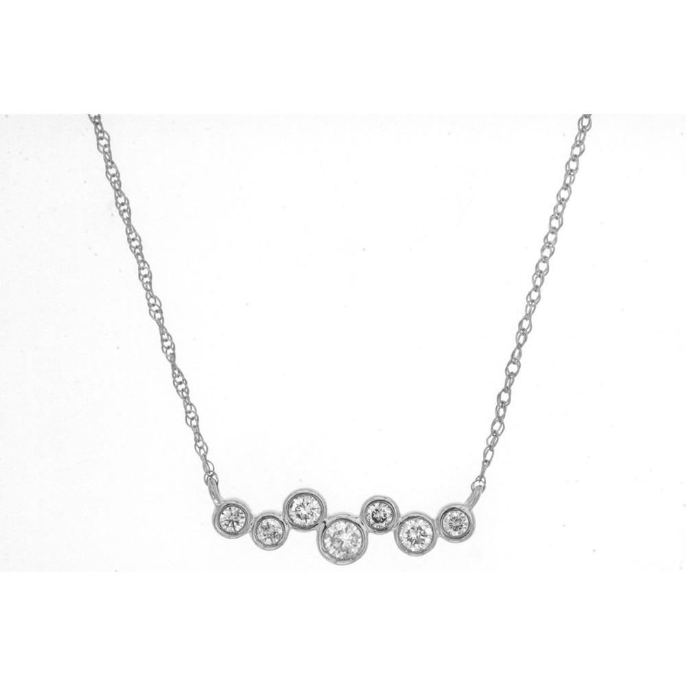 Royal 14K White Gold Diamond Necklace with Graduating Round-Cut Diamonds - 0.20 Carats Total Diamond Weight
