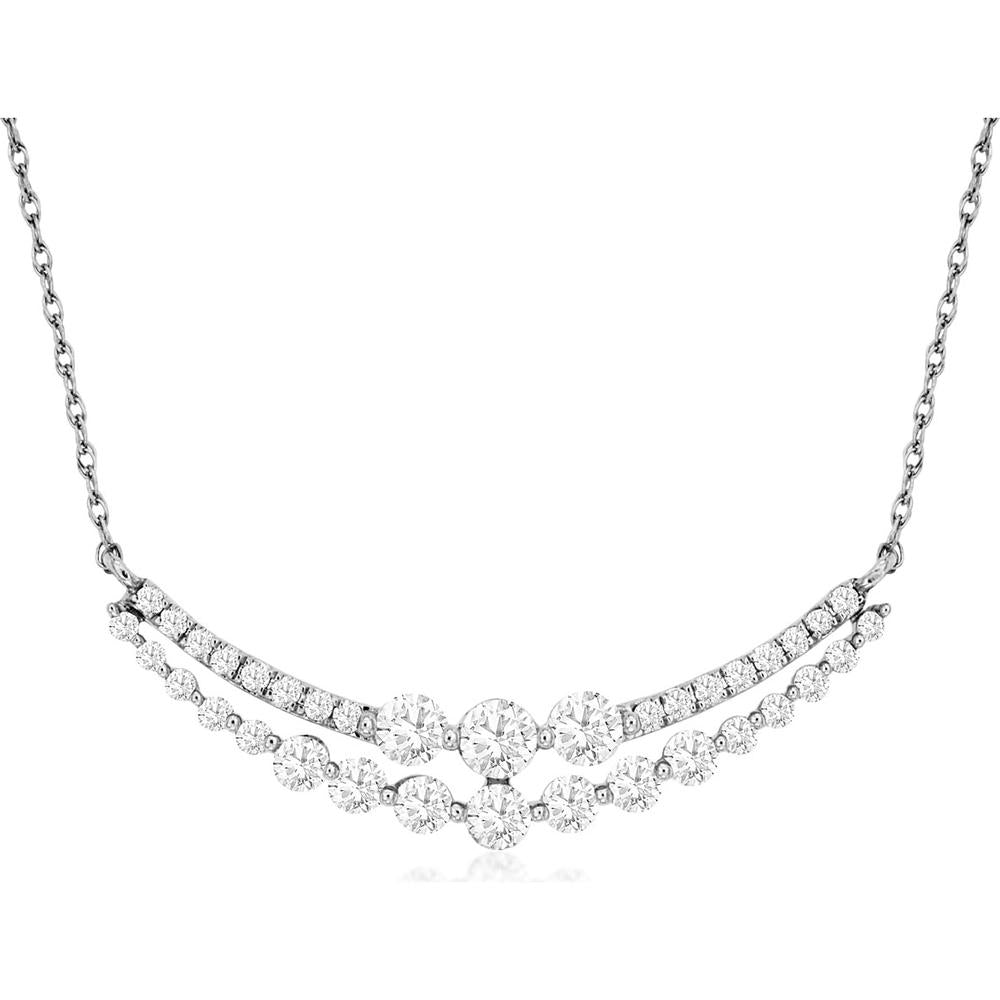 Royal 14K White Gold Diamond Necklace with Graduating Round Diamonds - 0.75 Carats Total Diamond Weight