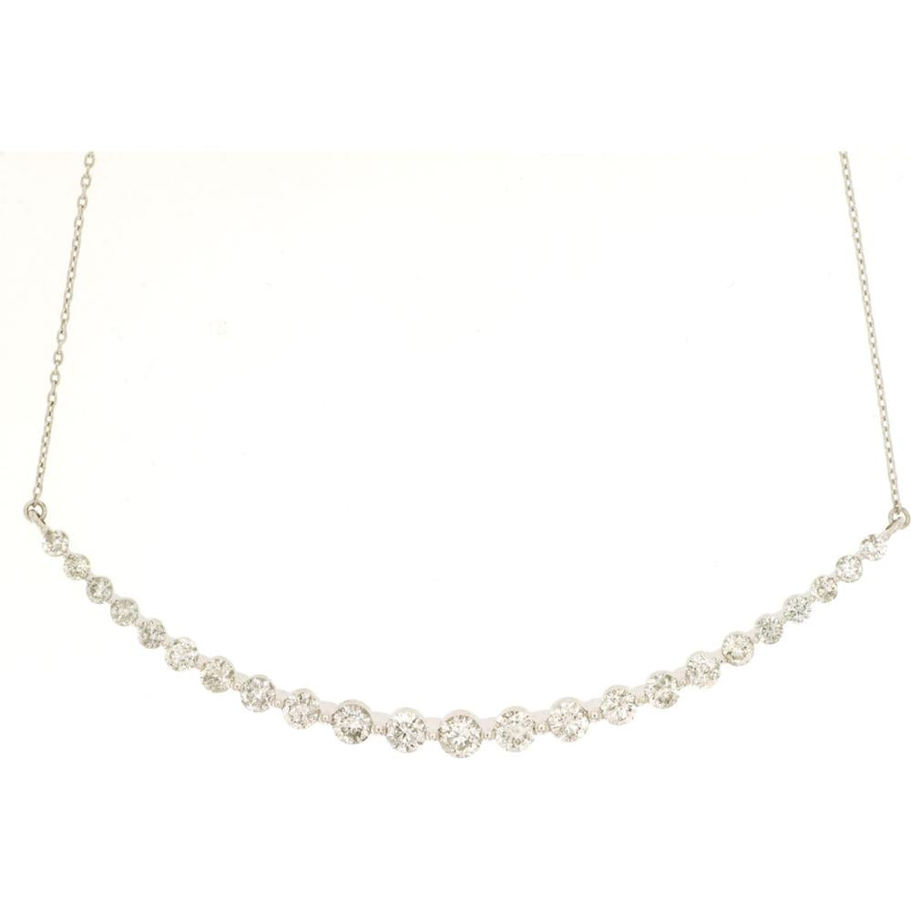 Royal 14K White Gold Diamond Necklace with Graduating Round Diamonds - 2.00 Carats Total Diamond Weight