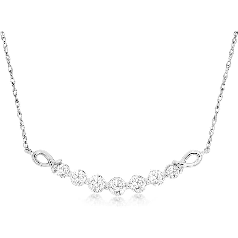 Royal 14K White Gold Diamond Necklace with Round Diamonds - 0.49 Carats Total Diamond Weight