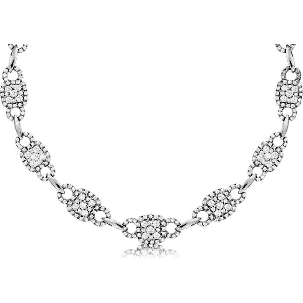 Royal 14K White Gold Diamond Necklace with Round Diamonds and Milgrain Detail - 4.50 Carats Total Diamond Weight