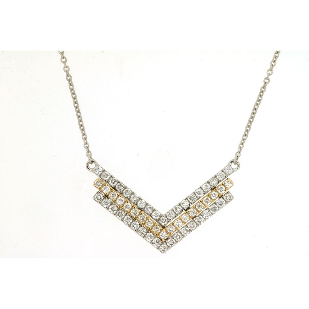 Royal 14K White Gold Diamond Necklace with V-Shape Design - 0.52 Carats Total Diamond Weight