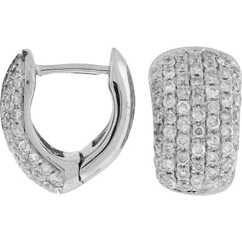 Royal 14K White Gold Diamond Pave Hoop Earrings - 0.70 Carat Total Diamond Weight