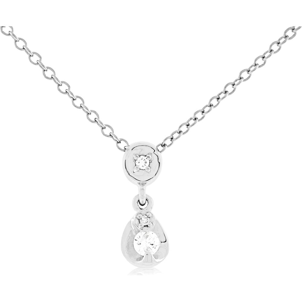 Royal 14K White Gold Diamond Pendant - 0.11 Carat Total Diamond Weight