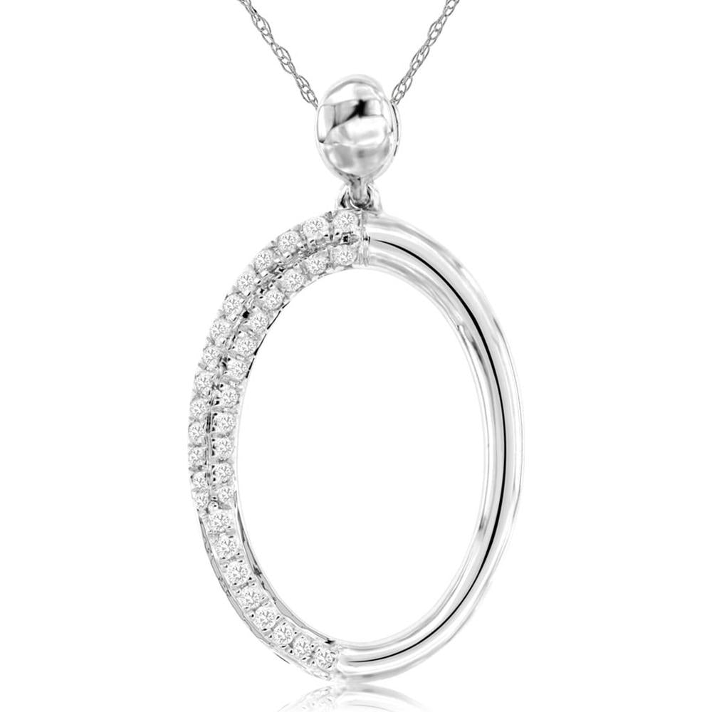 Royal 14K White Gold Diamond Pendant - 0.17 Carats Total Diamond Weight