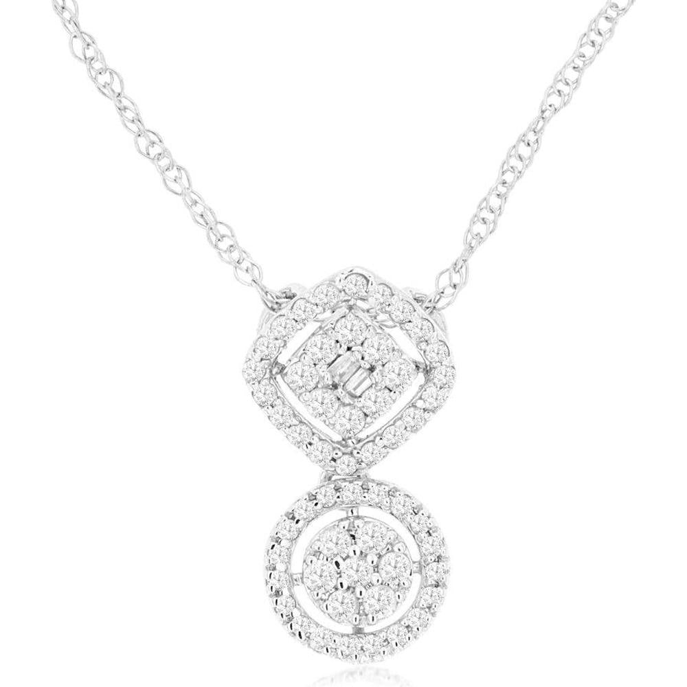 Royal 14K White Gold Diamond Pendant - 0.33 Carat Total Diamond Weight