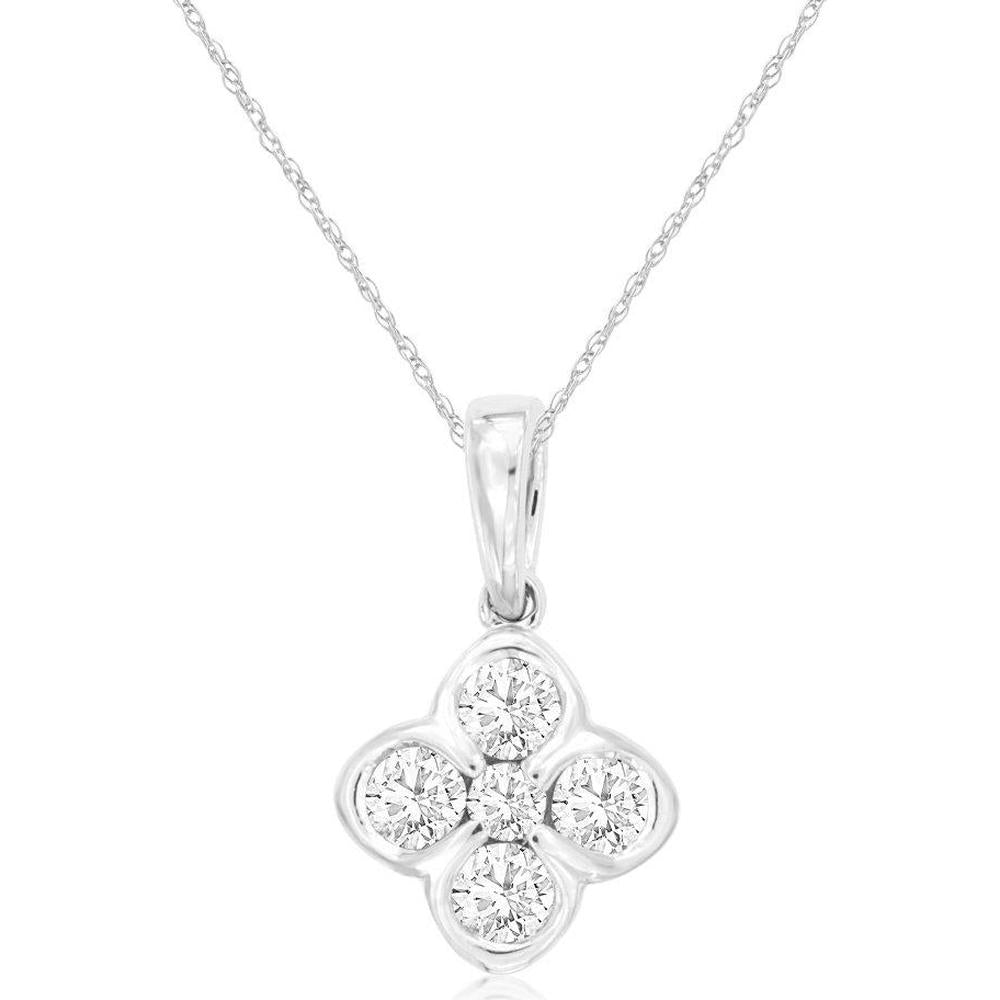Royal 14K White Gold Diamond Pendant - 0.40 Carat Diamond Necklace