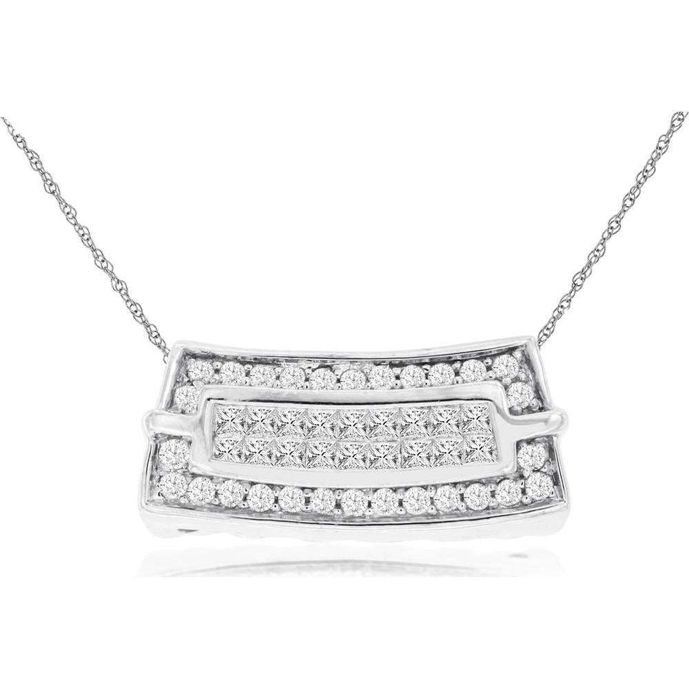 Royal 14K White Gold Diamond Pendant - 0.50 Carat Invisible Set Princess Cut Diamond