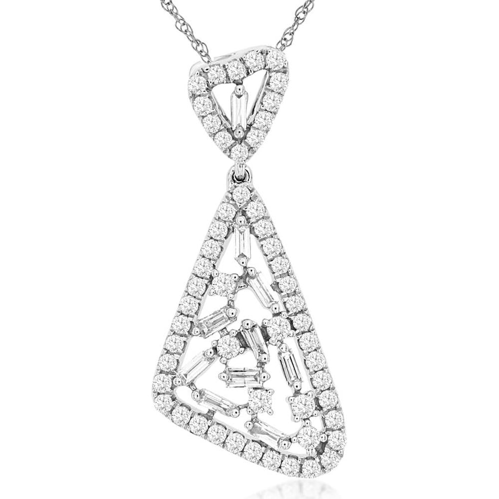 Royal 14K White Gold Diamond Pendant - 0.63 Carat Total Diamond Weight