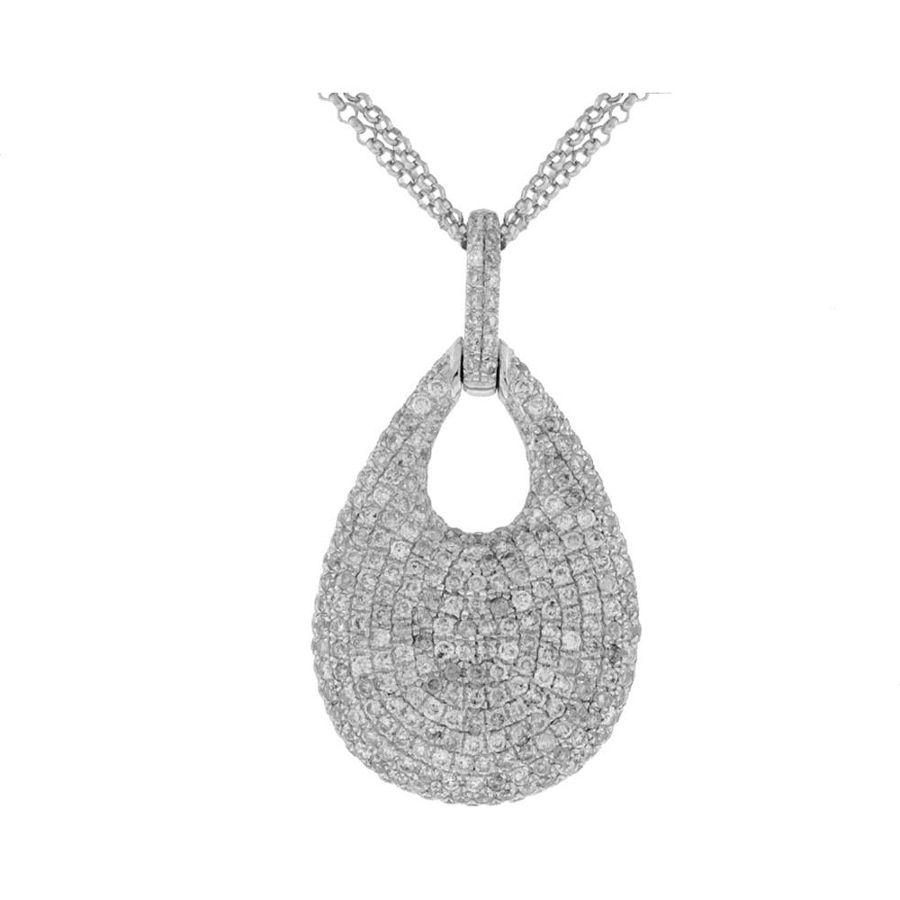 Royal 14K White Gold Diamond Pendant - 1.30 Carat Round Diamond - Timeless Elegance