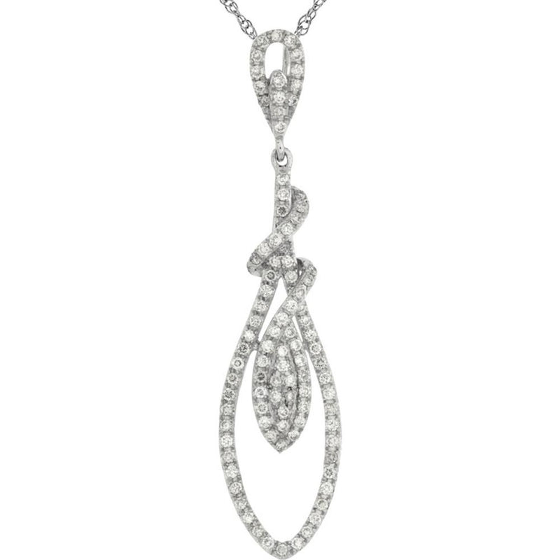 Royal 14K White Gold Diamond Pendant - Elegant 0.40 Carat Necklace
