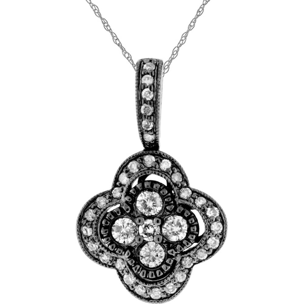 Royal 14K White Gold Diamond Pendant - Elegant Round 0.38 Carat Diamond Necklace