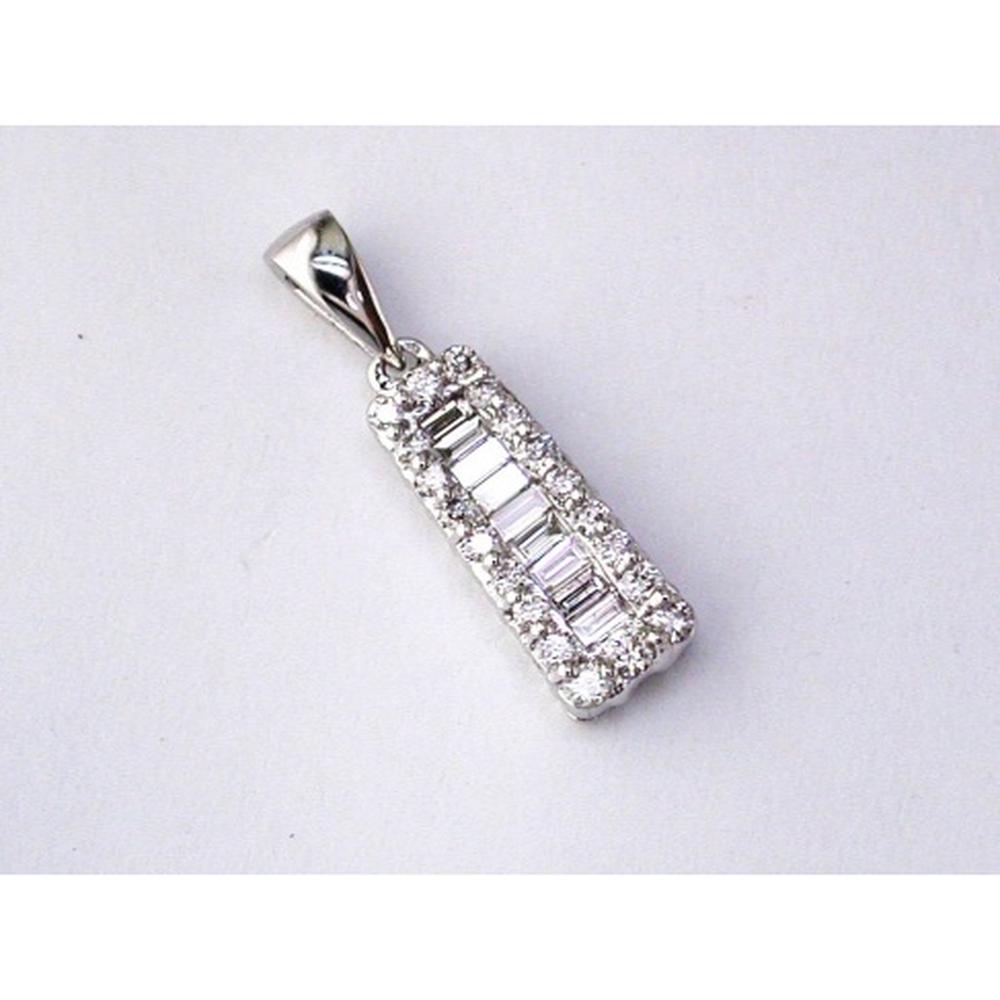 Royal 14K White Gold Diamond Pendant - Exquisite Baguette and Round Diamonds