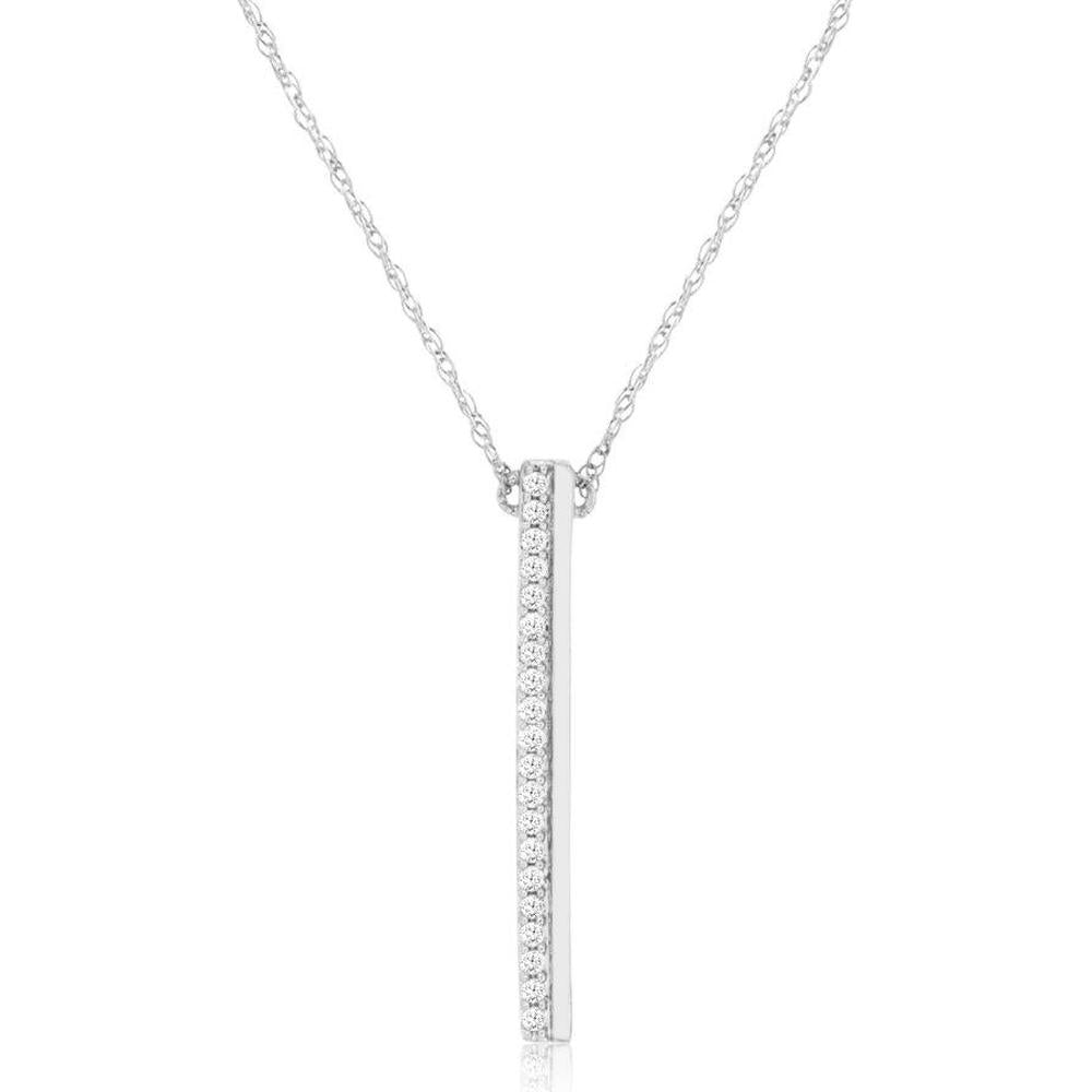 Royal 14K White Gold Diamond Pendant Necklace - 0.10 Carats Total Diamond Weight