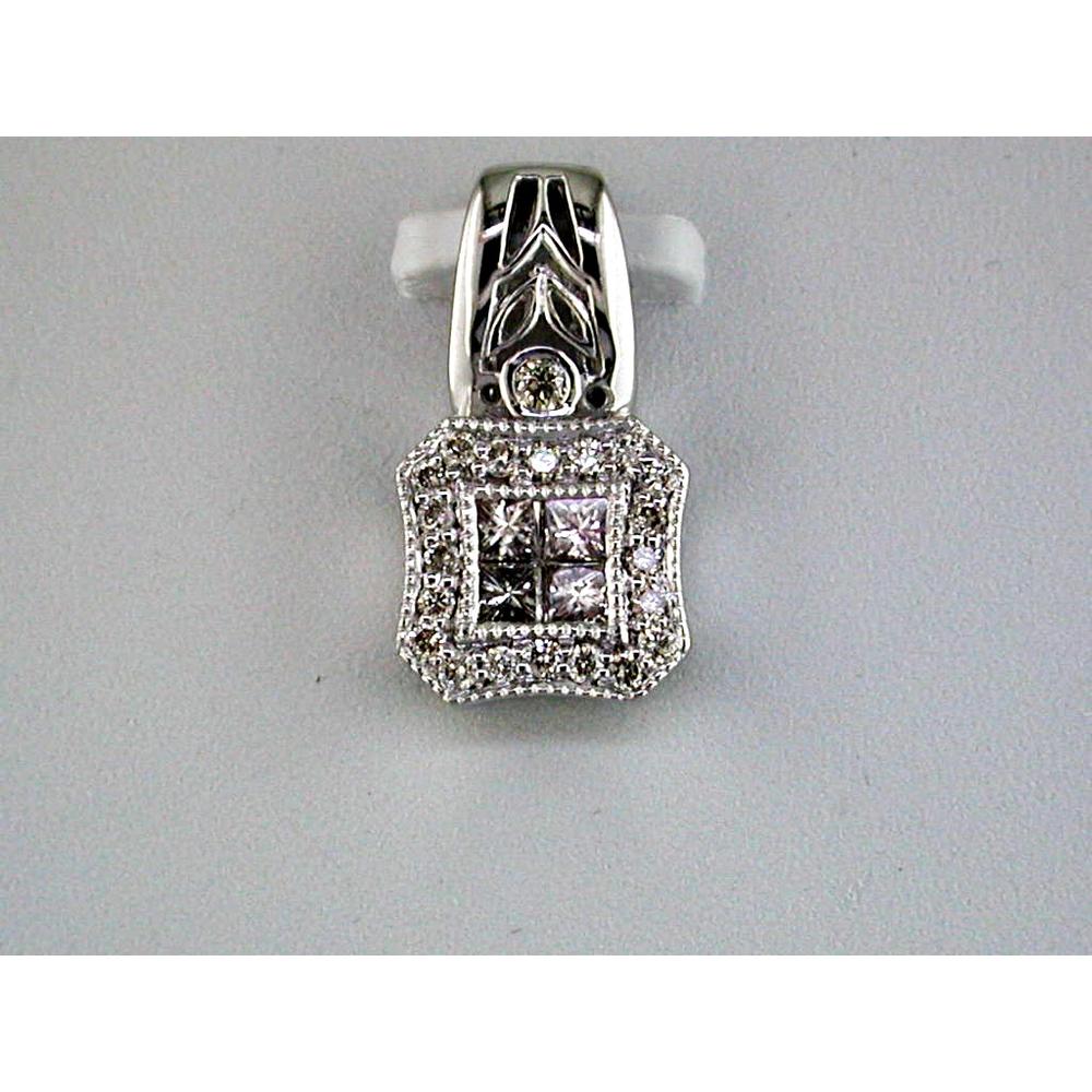 Royal 14K White Gold Diamond Pendant - Princess Cut 0.37 Carat Total Diamond Weight