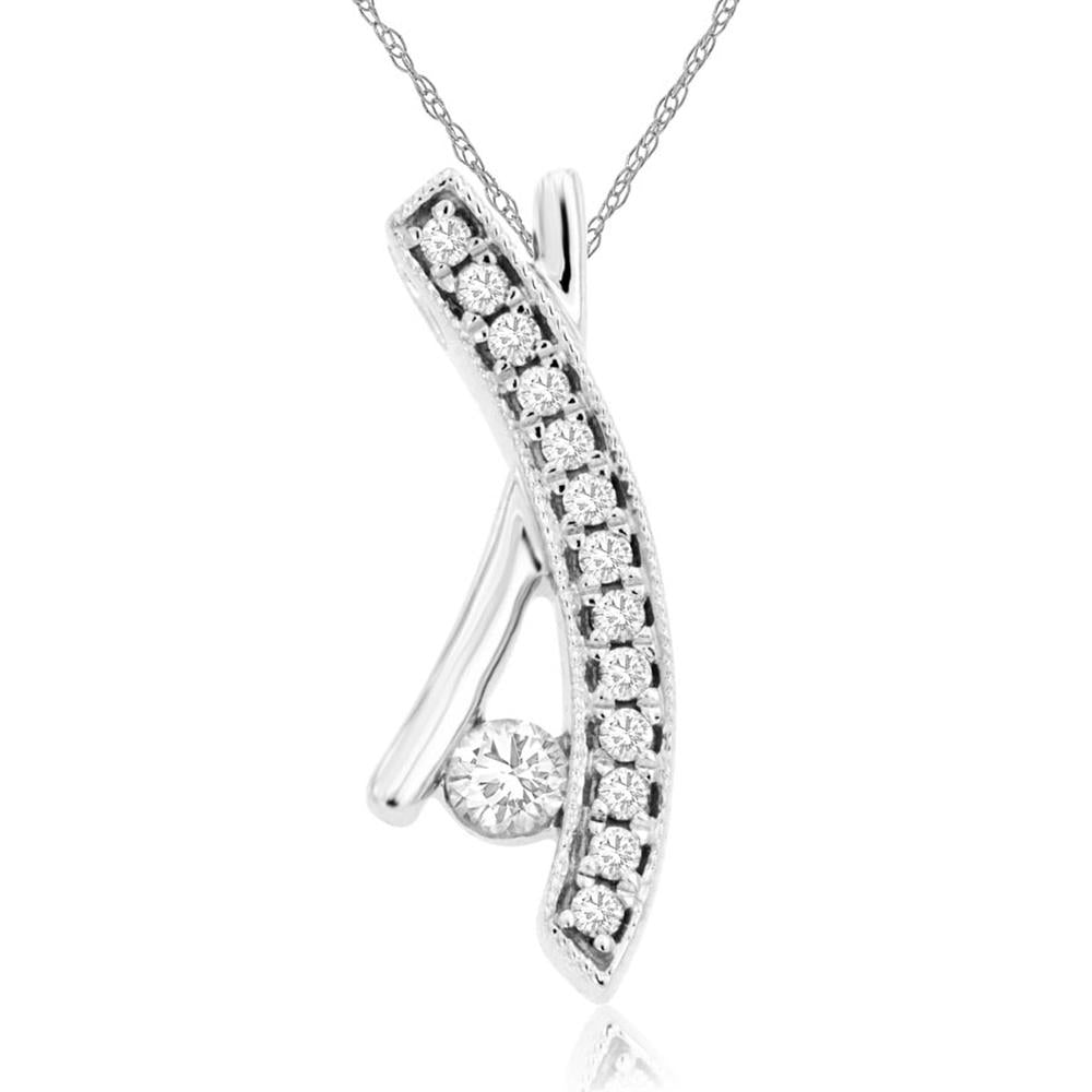 Royal 14K White Gold Diamond Pendant - Timeless Elegance in Every Detail