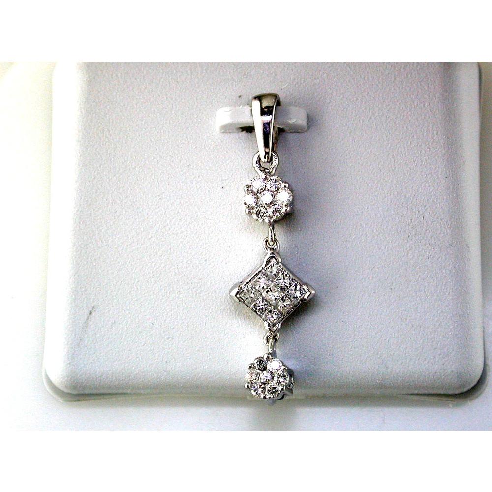 Royal 14K White Gold Diamond Pendant with 0.50 Carat Princess Cut Diamond