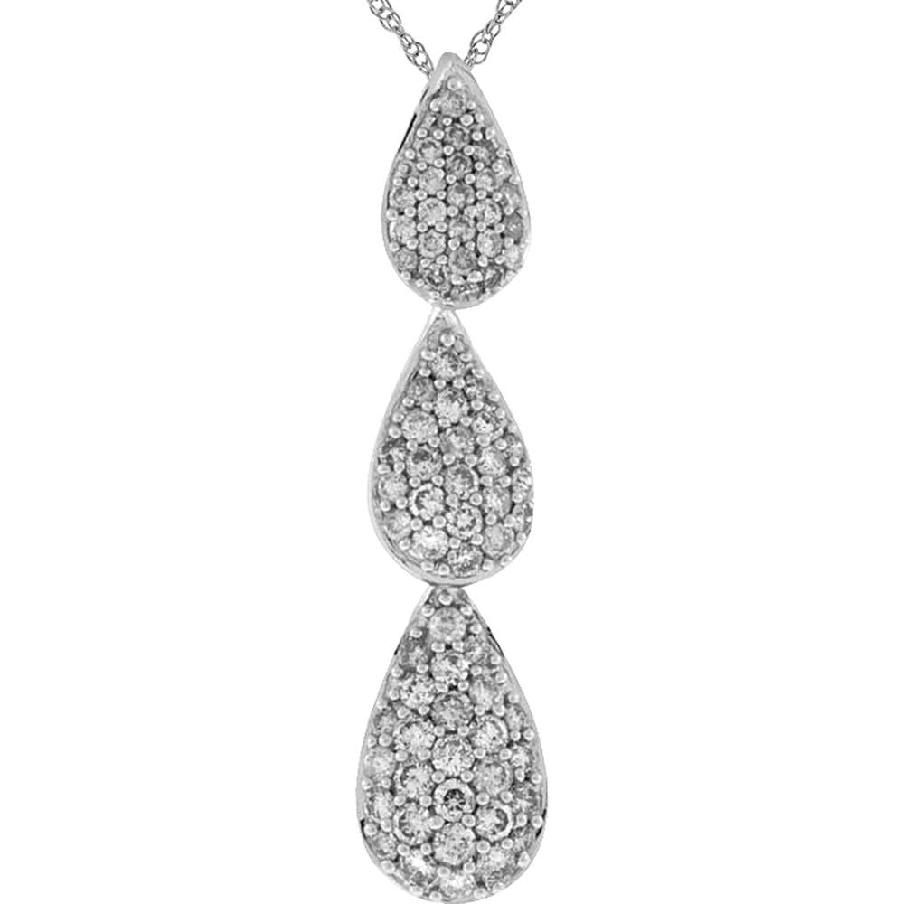 Royal 14K White Gold Diamond Pendant with Round Brilliant Diamonds - 0.77 Carats Total Diamond Weight