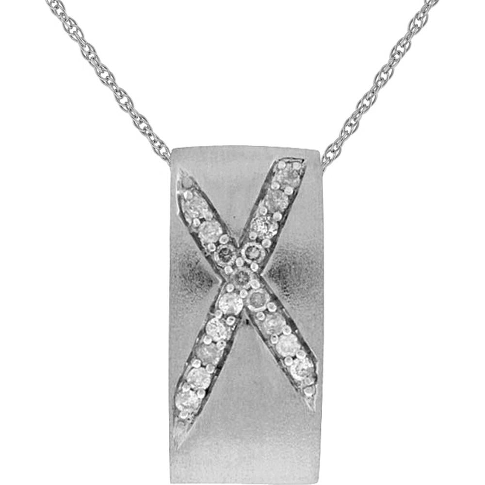 Royal 14K White Gold Diamond Pendant with Round Diamonds - 0.12 Carats Total Diamond Weight