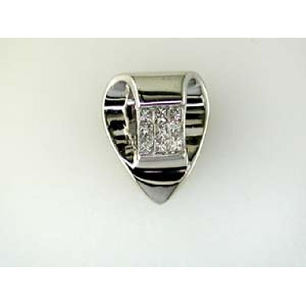 Royal 14K White Gold Diamond Pendant with Sparkling Diamond Accents