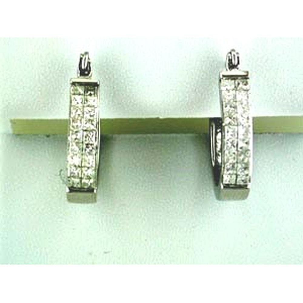 Royal 14K White Gold Diamond Princess-Cut Earrings - 0.75 Carat Total Diamond Weight