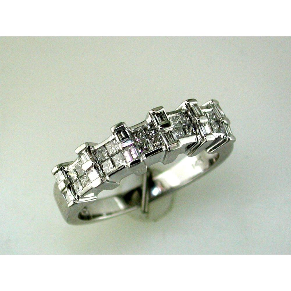 Royal 14K White Gold Diamond Princess Cut Wedding Ring - 0.60 Carat Total Diamond Weight