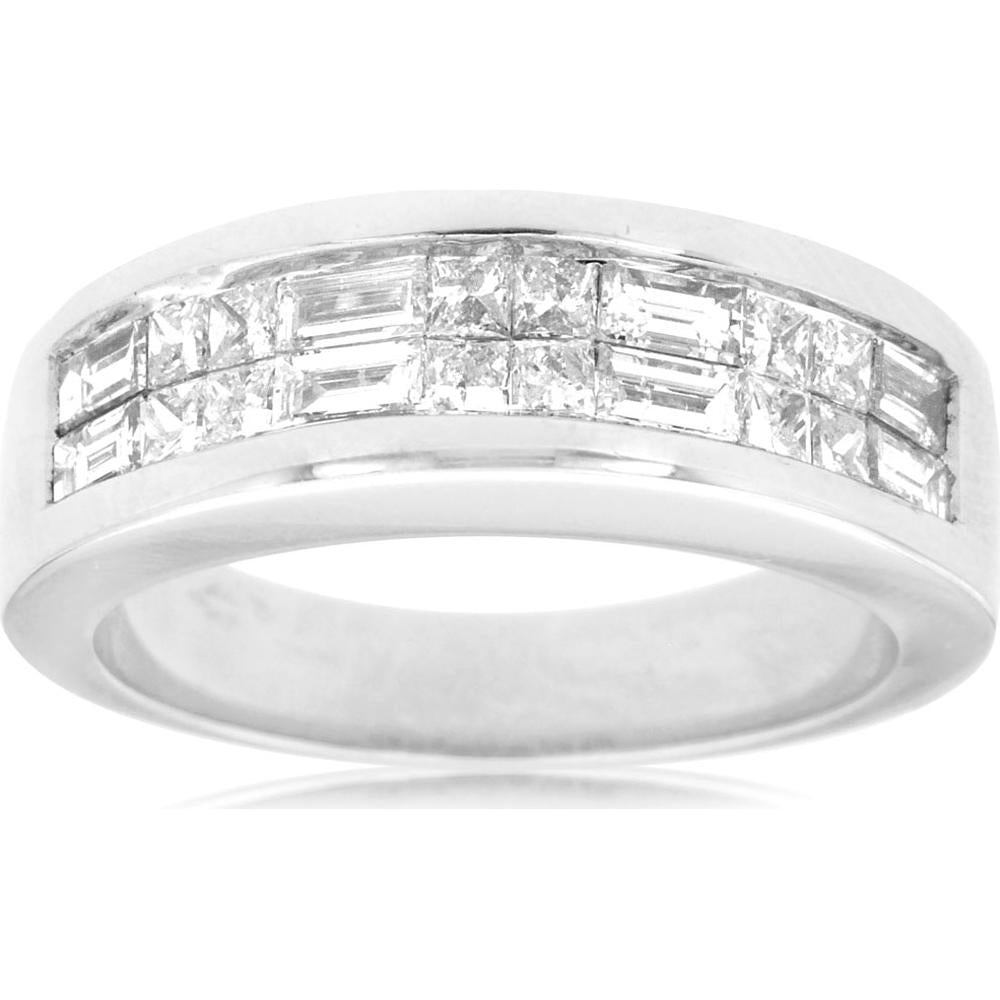 Royal 14K White Gold Diamond Princess Cut Wedding Ring - 1.00 Carat Total Diamond Weight