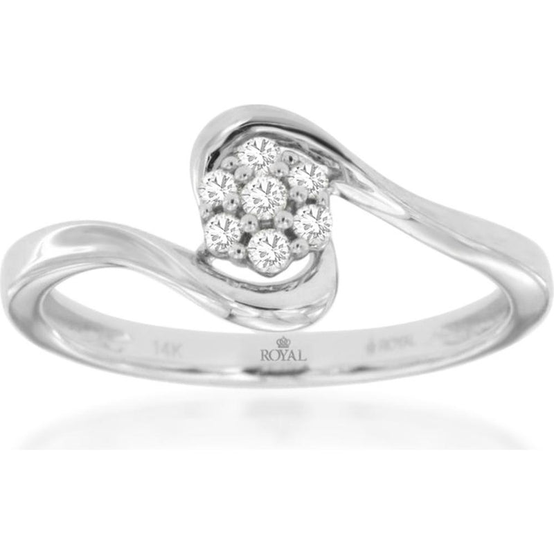 Royal 14K White Gold Diamond Ring - 0.10 Carat Total Diamond Weight