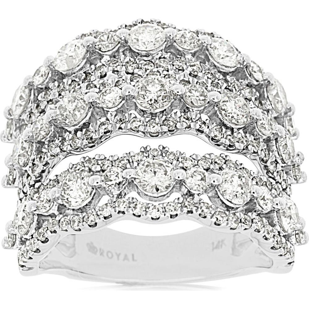 Royal 14K White Gold Diamond Ring - 2.83 Carat Total Diamond Weight