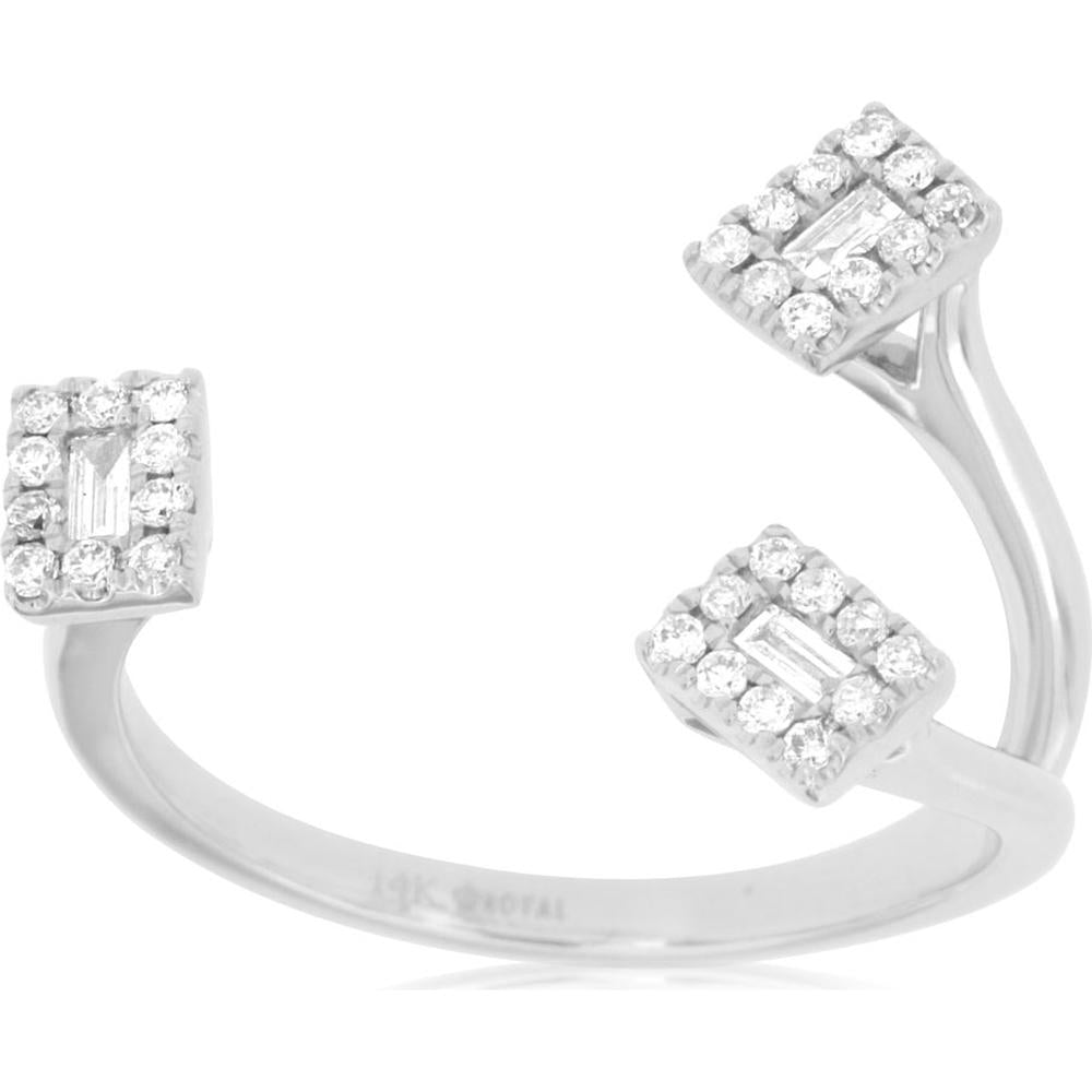Royal 14K White Gold Diamond Ring with Baguette Accents - 0.25 Carat Total Diamond Weight