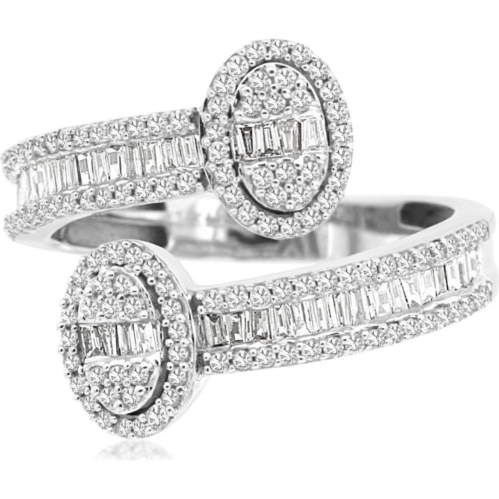 Royal 14K White Gold Diamond Ring with Baguette and Round Diamonds - 0.72 Carats Total Diamond Weight