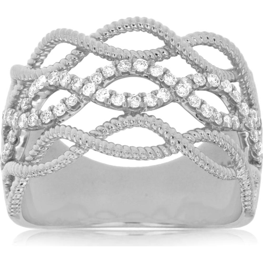 Royal 14K White Gold Diamond Ring with Interwoven Design - 0.33 Carats Total Diamond Weight