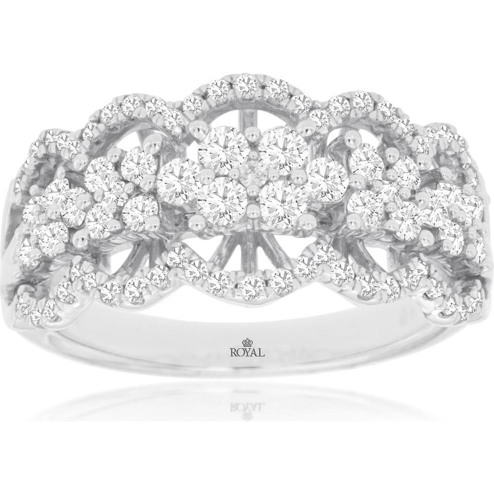 Royal 14K White Gold Diamond Ring with Milgrain Detailing - 1.00 Carats Total Diamond Weight