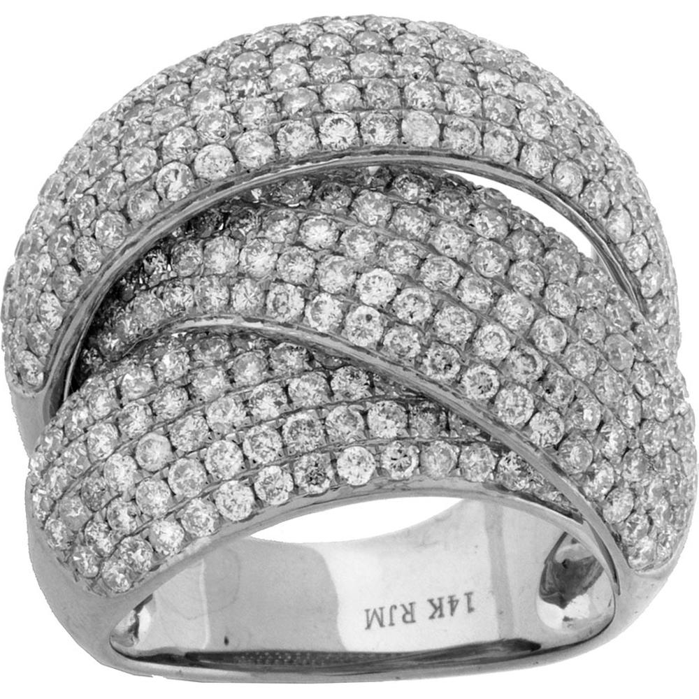 Royal 14K White Gold Diamond Ring with Pave Set Round Diamonds - 3.15 Carats Total Diamond Weight