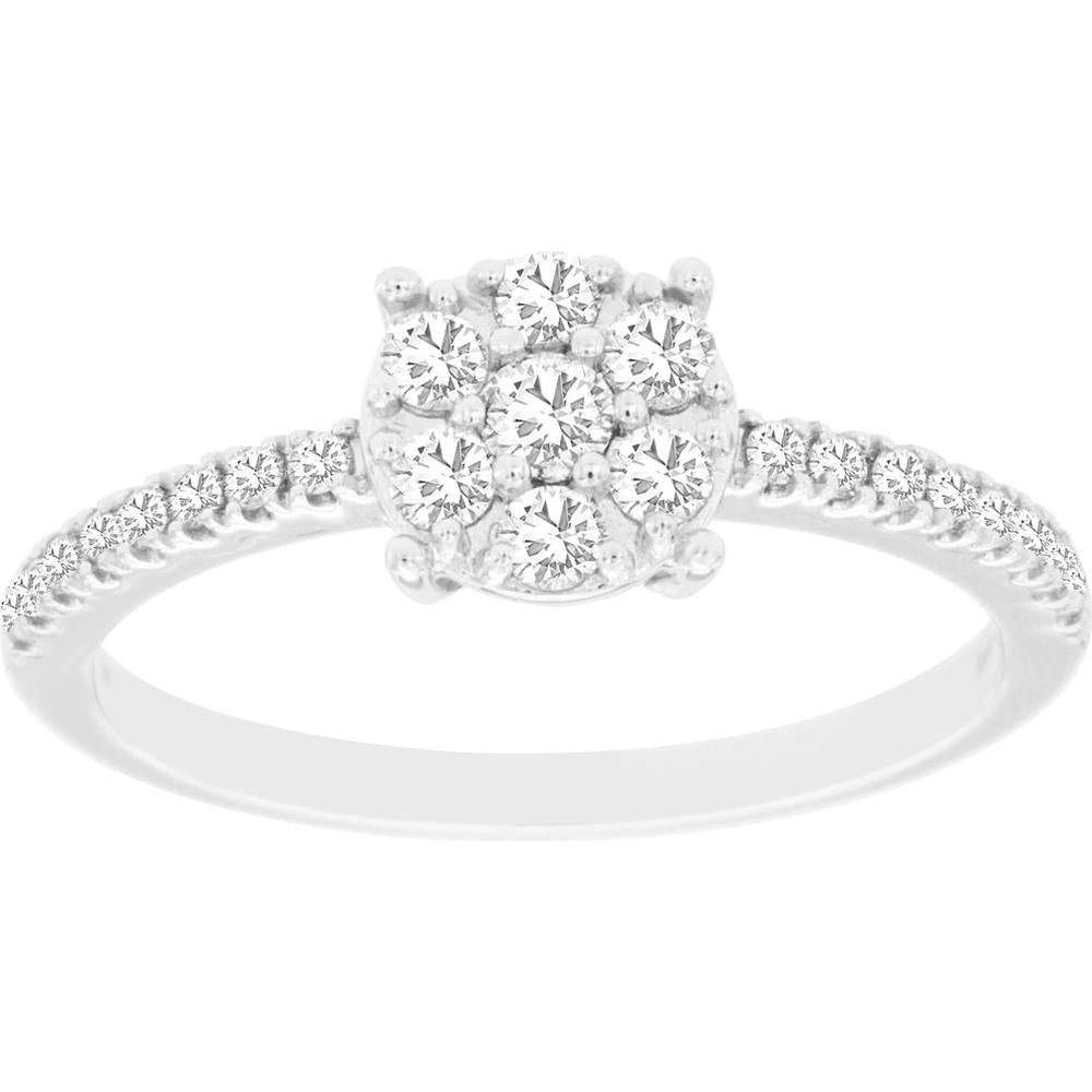 Royal 14K White Gold Diamond Ring with Prong Set Round Diamonds - 0.38 Carat Total Diamond Weight