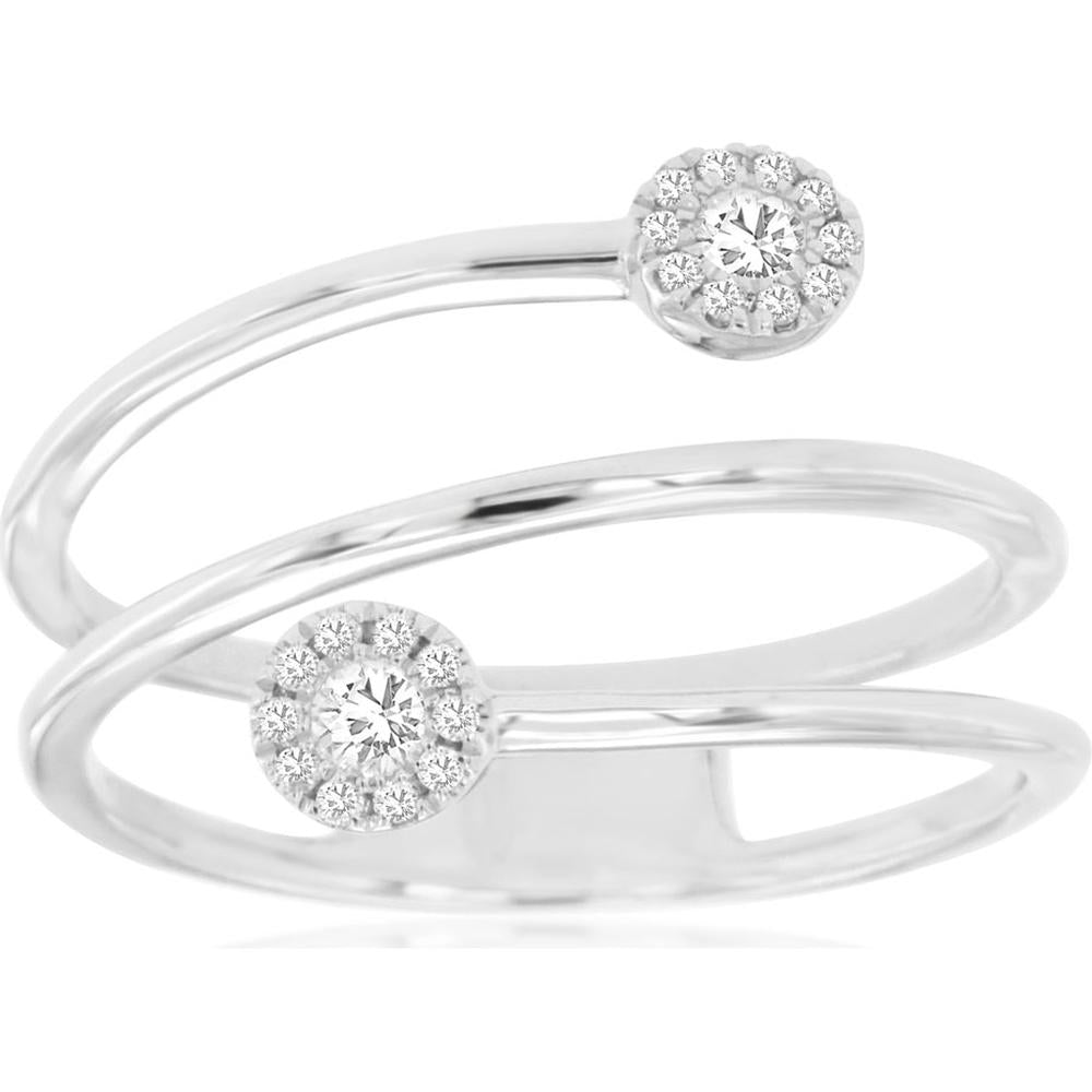 Royal 14K White Gold Diamond Ring with Radiant Circular Halo - 0.28 Carats Total Diamond Weight