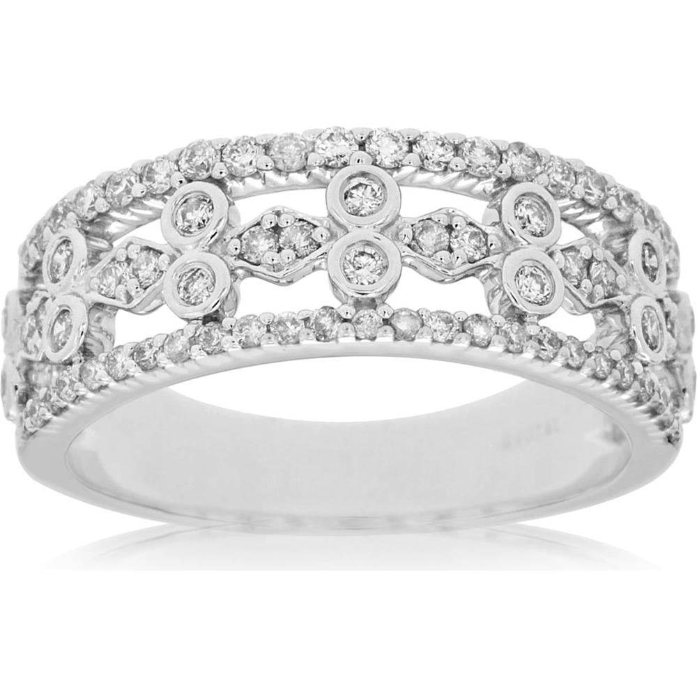 Royal 14K White Gold Diamond Ring with Round Diamonds - 0.57 Carats Total Diamond Weight