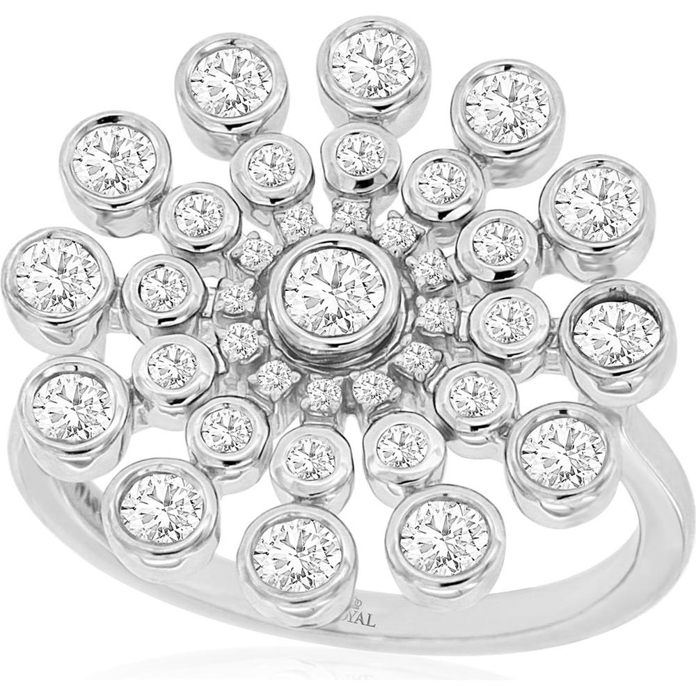 Royal 14K White Gold Diamond Ring with Spiral Design - 1.00 Carats Total Diamond Weight