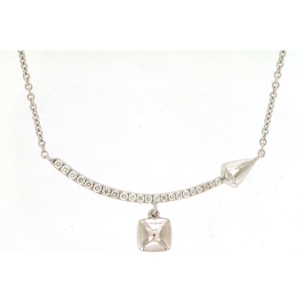Royal 14K White Gold Diamond Smile Necklace - Elegant and Sparkling Jewelry