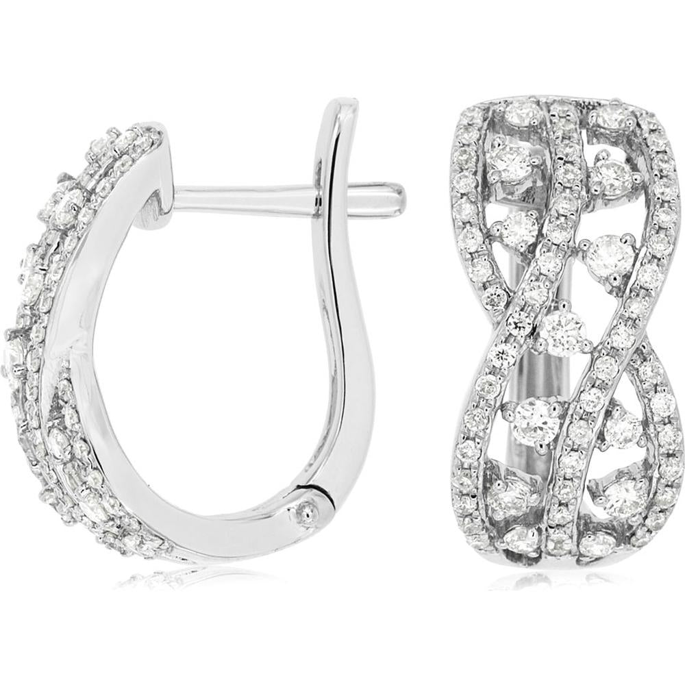 Royal 14K White Gold Diamond Sparkle Earrings - 0.67 Carat Total Diamond Weight