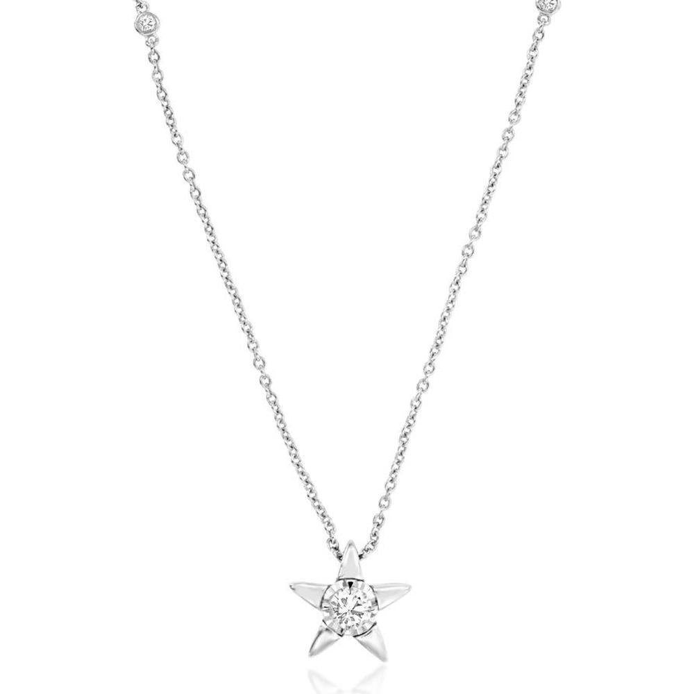 Royal 14K White Gold Diamond Star Necklace - 0.26 Carat Total Diamond Weight