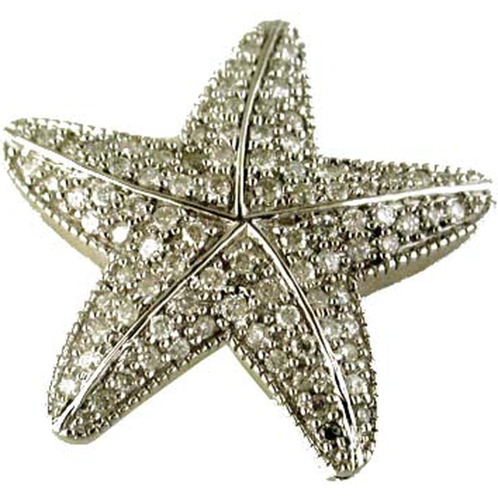 Royal 14K White Gold Diamond Starfish Pin - 1.00 Carat Total Diamond Weight