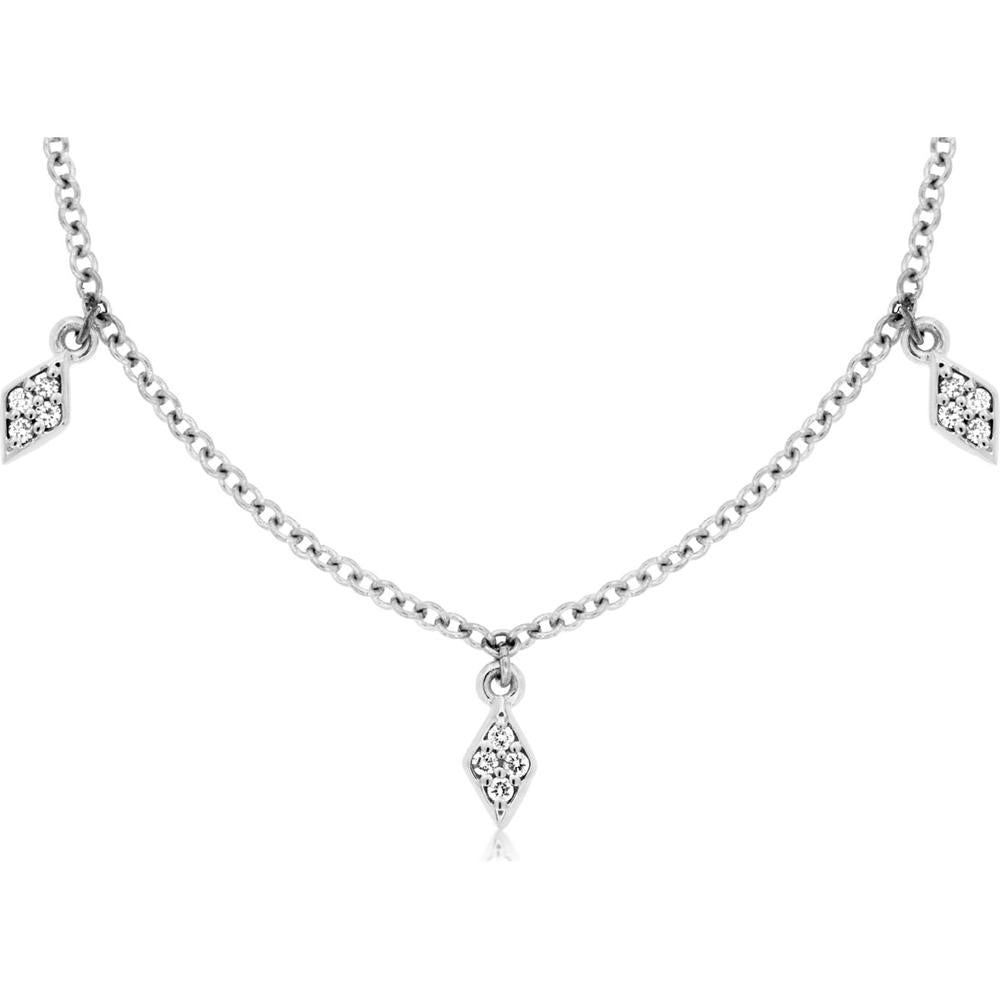 Royal 14K White Gold Diamond Station Necklace - 0.30 Carat Total Diamond Weight