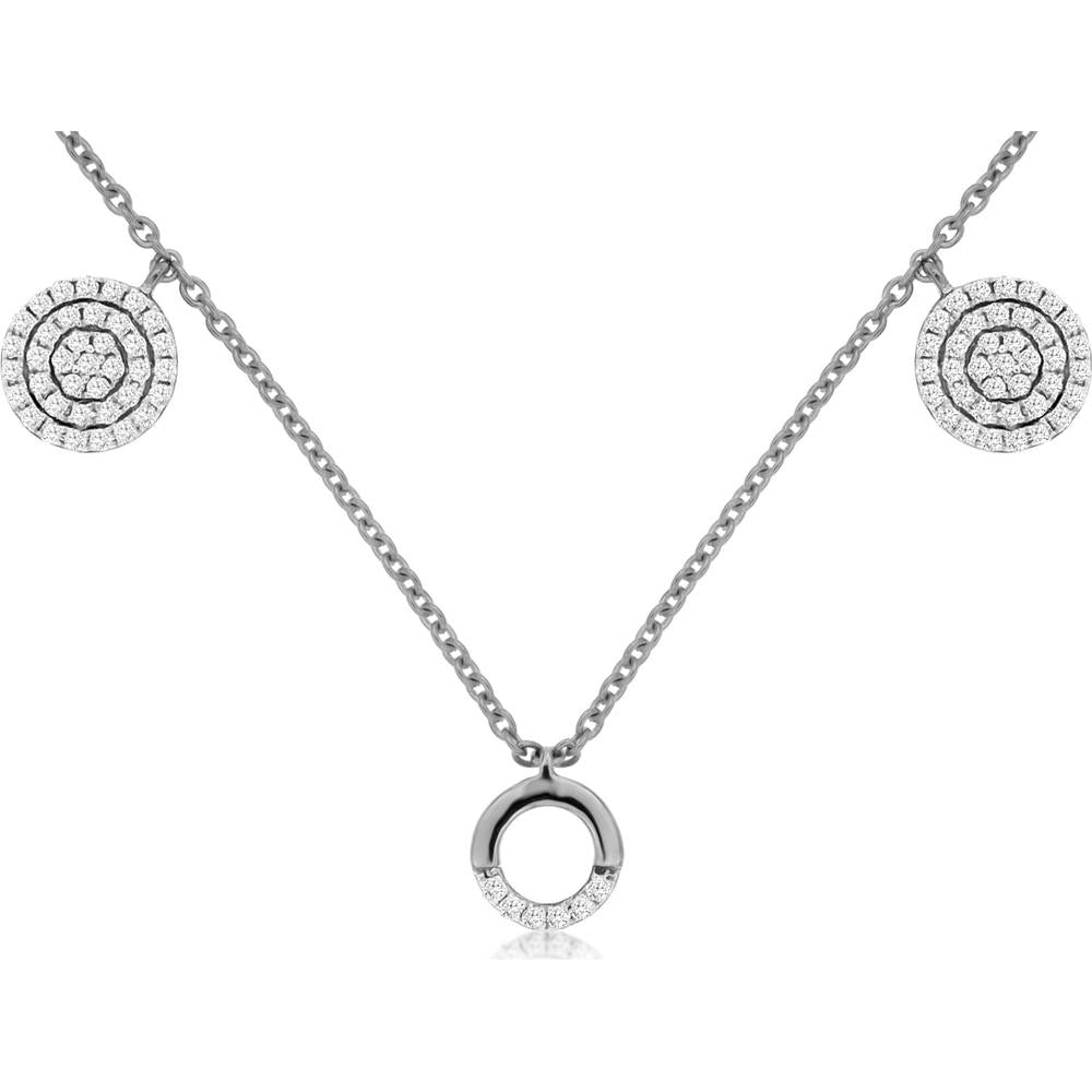 Royal 14K White Gold Diamond Station Necklace - 0.30 Carat Total Diamond Weight