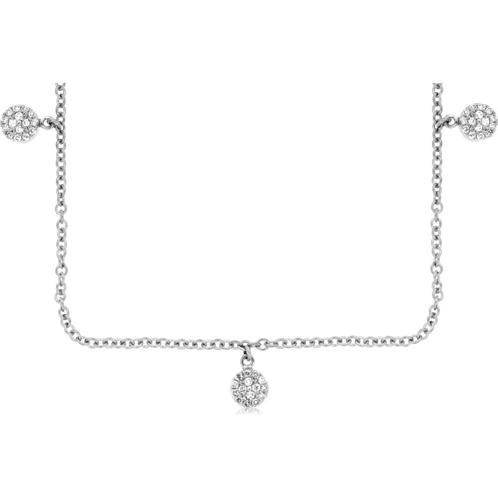Royal 14K White Gold Diamond Station Necklace - 0.32 Carat Total Diamond Weight