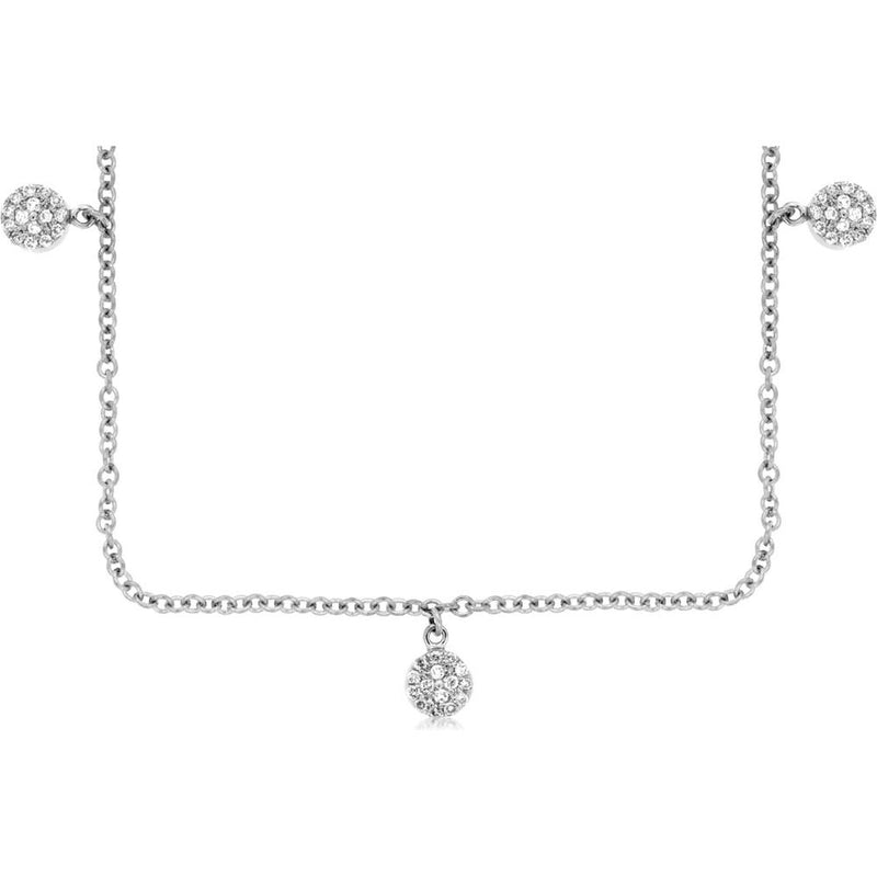Royal 14K White Gold Diamond Station Necklace - 0.32 Carat Total Diamond Weight