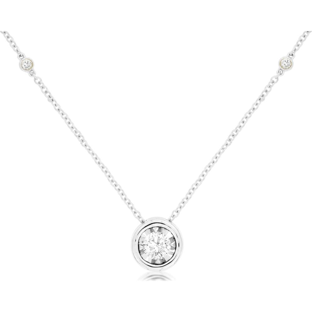 Royal 14K White Gold Diamond Station Necklace - 0.41 Carat Total Diamond Weight