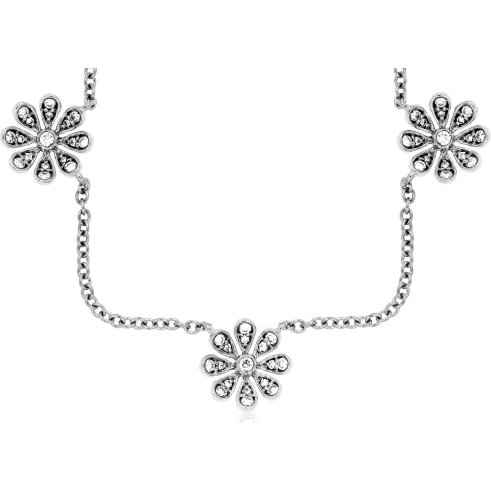 Royal 14K White Gold Diamond Station Necklace - Timeless Elegance